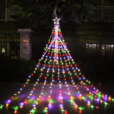 Imagem de Tingpai 2 peças luzes solares de natal luzes de estacas decorativas ao ar livre papai noel em chapéu vermelho luz de mudança de 7 cores led luzes de paisagem à prova d'água para caminho passarela gra