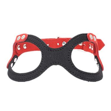 Imagem de Cães Reino Clássico Couro Cinto Arreio Cão Óculos Peito Pulseira Dupla Lateral Material Ultra FibraDogs Kingdom Medium preto A411H-0102