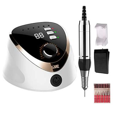 Imagem de Yajun Máquina profissional de broca de unha 35000 RPM conjunto de manicure forte elétrico de baixo ruído ajustável velocidade lixadeira de gel de unhas ferramentas de polimento de esmalte, branco, 15 x 14 x 7,5 cm