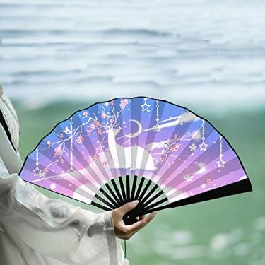 Imagem de XIALON 1 ventilador dobrável de 22,86 cm Ventilador masculino antigo Hanfu ventilador de moda antiga chinesa dobrável