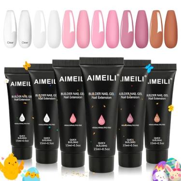 Imagem de AIMEILI Poli Gel Extensões de unhas Clear Quick Builder Gel Poly Nail Extension Gel Kit de gel de unhas 6x15ml - Kit 009