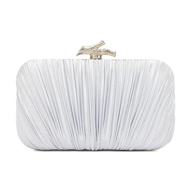 Imagem de Freie Liebe Bolsa clutch feminina para noite bolsa plissada com corrente para festa de casamento, Prata, 7.5 inches L x 3.9 inches H x 1.5 inches W