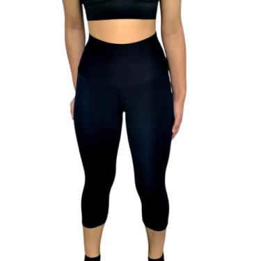 Imagem de Calça Feminina Corsário Justa Cós Cintura Alta Lisa Suplex Pp Ao Plus 