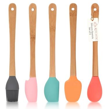Imagem de Conjunto de mini espátulas de silicone – Espátula pequena para cozinha para cozinhar, assar, misturar, amassar, colher, utensílios de cozinha – Pode ser lavada na lava-louças, espátulas de silicone duráveis resistentes ao calor