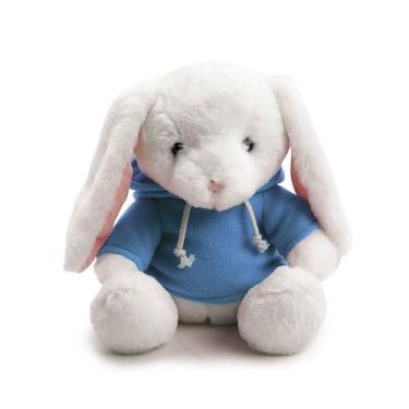 Imagem de Coelho Pelúcia com Blusa Moletom Capuz - Azul - 20cm - 01 unidade - Cr