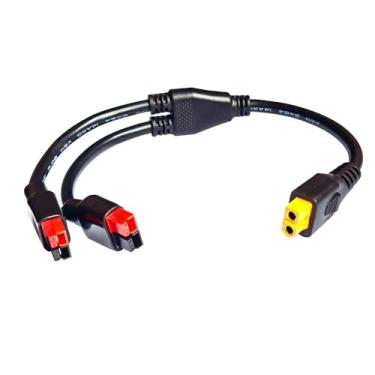 Imagem de Faoyliye Cabo de extensão XT60 14AWG, adaptador paralelo Y 45A, cabo conector divisor fêmea XT60 para 45A Y para estação de energia solar portátil e painel solar (1FT/30 cm)
