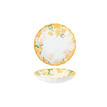 Imagem de Prato de café da manhã redondo profundo japonês criativo e personalizado, conjunto de utensílios de mesa de cerâmica estilo chinês - prato de 20 cm - flor Lingxiao