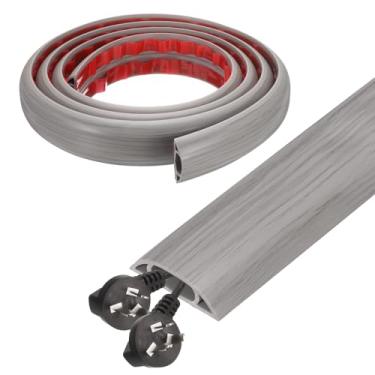 Imagem de HARFINGTON Capa de cabo de 1,8 m L 1,6 x A 0,33 Canal interno PVC esconde extensão, protetor de fios para evitar desvios de cabos, gerenciamento de cabos, madeira cinza