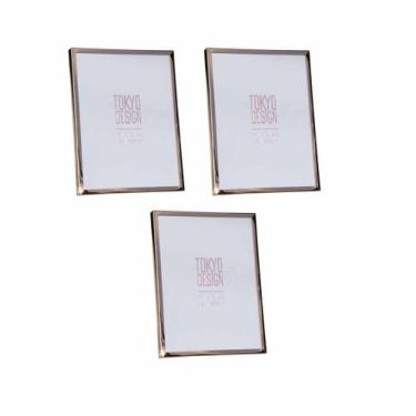 Imagem de Kit 3 Porta Retrato em Metal e Vidro 15x20 Moldura Lisa Rose - Tokyo D
