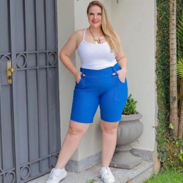 Imagem de Bermuda Tamanho Grande C/ Elastano Cotton Jeans Plus Size P/ Gordinhas