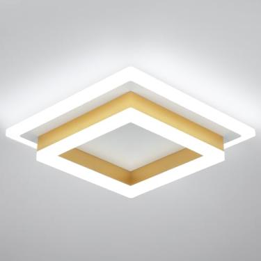 Imagem de EIDISUNY Luminárias De Teto Led Modernas Embutidas 32 W, Luminária Dourada Para Corredor Pequeno, Acrílico Branco Frio 6000K, Luzes Próximas Quarto, Sala Jantar, Cozinha E Banheiro