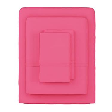 Imagem de Lavish Home Jogo de lençol solteiro de microfibra escovada de 3 peças - roupa de cama com elástico resistente a rugas e manchas e lençol de cima mais fronha (rosa)