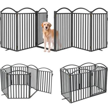 Imagem de Dog Gate Malier Metal Freestanding com porta de 32 cm de altura preta