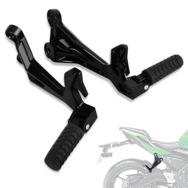 Imagem de FOVPLUE Apoios para os pés traseiros do passageiro com suportes para Kawasaki Ninja 650/Z650 2017-2024, preto