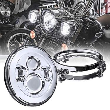 Imagem de TRUE MODS Farol de LED de 7 polegadas para Harley Davidson + suporte de montagem cromado adaptador H4 Plug N Play para Road King Electra Glide Ultra Classic Limited Heritage Softail Fat Boy Tri Street