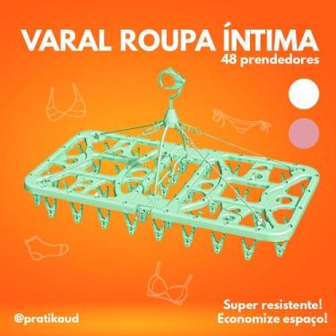 Imagem de Varal Retrátil c 48 Prendedor Resistente Dobrável Lavanderia - Lig Bri