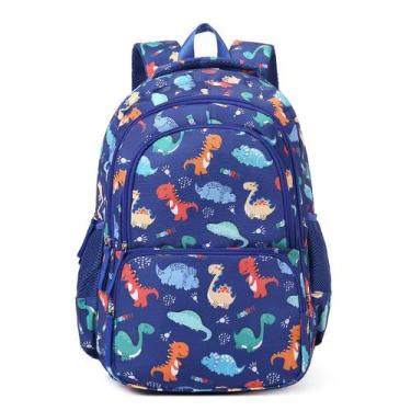 Imagem de Mochila Cluci Kids Blue Dinosaur impermeável de 6 a 12 anos