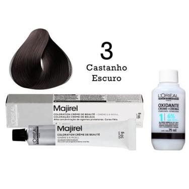 Imagem de Coloração Majirel 3 Castanho Escuro + Emulsão Oxi 20 Vol. 75ml  L'Oréa