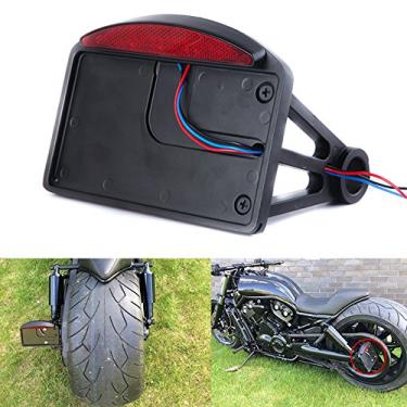 Imagem de Rich Choices Suporte de luz traseira de placa de licença LED para motocicleta Bobber Chopper Harley (preto #1)