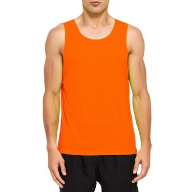Imagem de Camiseta regata masculina DEMOZU laranja neon de secagem rápida para t