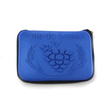 Imagem de Estojo Santa Ceia Portátil, Kit Completo com Zíper, Material EVA e Tecido Termo Moldado, 9,5 x 14 x 4 cm, Bandeja Interna, Disponível em Várias Cores (Azul Royal)