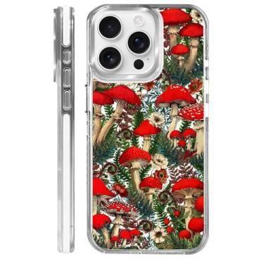 Imagem de OKBUOK Capa para iPhone 15 Pro [compatível com Magsafe], capa magnética transparente de silicone à prova de choque com estampa floresta de cogumelos