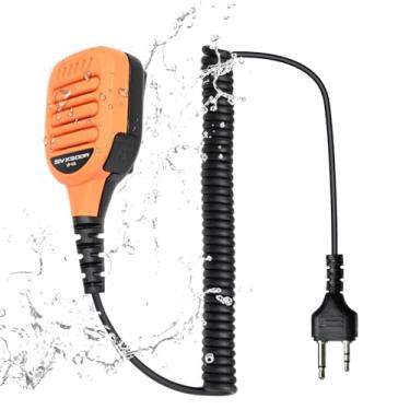 Imagem de Microfone de alto-falante de ombro universal para rádios bidirecionais GMRS, Plug & Play com clipe giratório e botão de pressionar para falar, compatível com Midland AVPH10 GXT1000VP4 LXT (laranja)