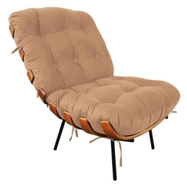 Imagem de Poltrona Costela Suede Caramelo Sisal - D'Rossi - Ibiza