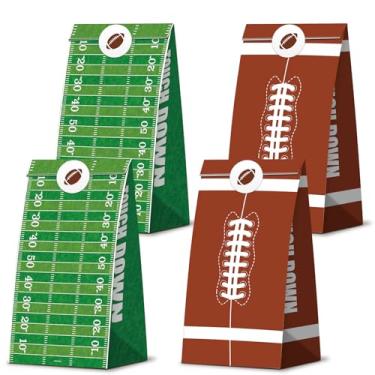 Imagem de KERINGO Pacote com 30 sacos de presente de futebol para decoração de festa Superbowl com adesivos para decoração de festa temática esportiva para crianças, meninos, meninas, artigos de festa de