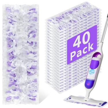 Imagem de Pacote com 40 refis de esfregão elétrico descartáveis compatíveis com o esfregão Swiffer Power, refil de almofadas molhadas em spray, refis descartáveis para limpeza de piso em várias superfícies