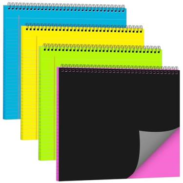 Imagem de MotiMind 4 blocos de notas legais para paisagem, bloco de notas com furo superior em espiral, 28 x 24 cm, bloco de notas pautado universitário, linha de rasgo para remoção, 50 folhas, livro de esteno