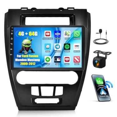 Imagem de [4+64G] Android 13 estéreo para carro Ford Fusion Mondeo Mustang 2009-2012 com carro sem fio e Android Auto, rádio de carro de 10,1 polegadas com link espelhado, Bluetooth, FM/RDS WiFi, GPS EQ, DSP