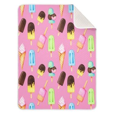 Imagem de Wassud Cobertor macio de sorvete para meninos e meninas, 76 x 101 cm, para bebês e recém-nascidos, essencial e aconchegante, para berçário, viagem, carrinho de bebê
