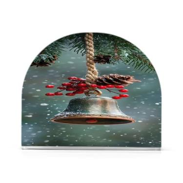 Imagem de Qilmy Suporte de guardanapo de sino de Natal para mesas, porta-guardanapos de papel de placa acrílica elegante, dispensador de papel de seda independente moderno para jantar, sala de estar, festa141