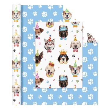 Imagem de WERNNSAI Papel de embrulho para festa de cachorro – 1 rolo de 43 cm x 10 m, presente de celebridade, presente de aniversário para crianças, lembrancinhas de festa de chá de bebê