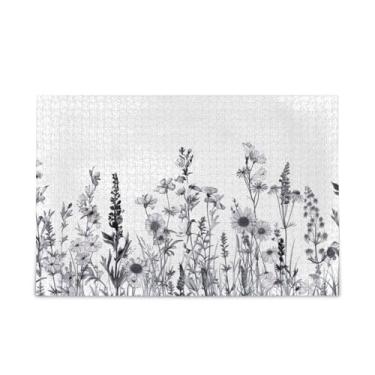 Imagem de WELLDAY Quebra-cabeça de flores silvestres desenhadas à mão, 1000 peças, grande jogo de arte para adultos e adolescentes