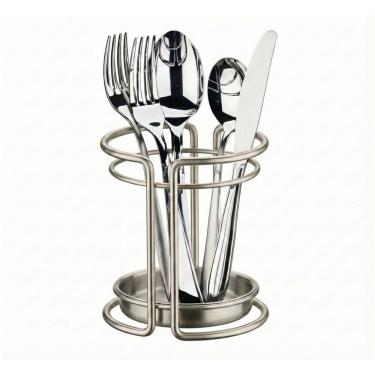 Imagem de Suporte Escorredor Porta Talheres Utensílios Pia Bancada Cozinha Níquel - 1195NI Future