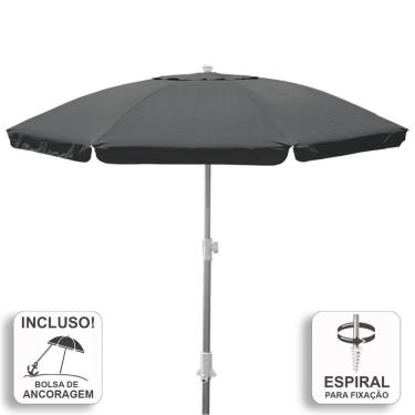 Imagem de Guarda-Sol Zaka Alumínio 2.5 metros Cinza Grande Reforçado com Espiral