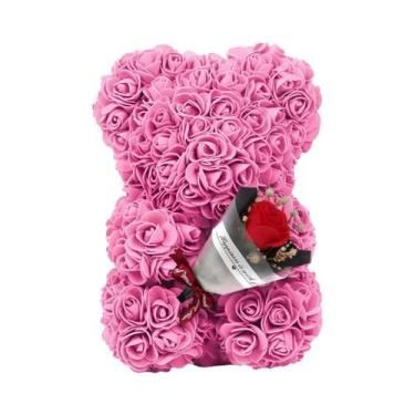 Imagem de Urso De Pelúcia De Rosa Artificial Eterna De 25m Para Mãe, Dia Das Mãe