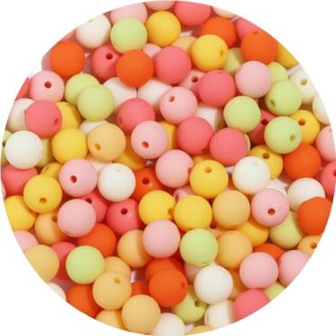 Imagem de 200 peças 10 mm contas de acrílico fosco redondas para artesanato contas espaçadoras com orifício para pulseira faça você mesmo, colar, brincos, chaveiro, joias, suprimentos artesanais, série laranja