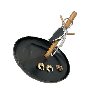 Imagem de aqxreight Bandeja de Armazenamento de Mesa Redonda Com Prateleira Superfície Lisa Organizador de Mesa Fácil de Limpar para Sala de Estar Quarto Preto Casa Mais Marca e Arrumado Destaca Estilo e