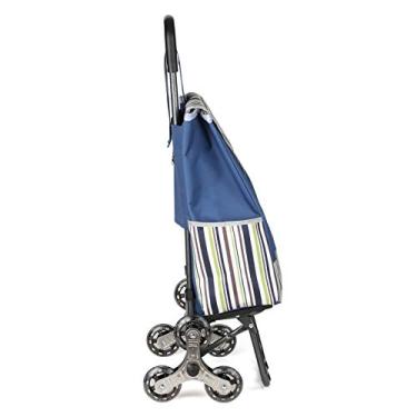 Imagem de Carrinho de Compras Plegável Mercearia para Subir Escadas com Roda Cristal Suporte Tubo Ferro Metal Saco Tela Oxford Removível Lavável Reutilizável Leve Portátil Econômico em Espaço Capacidade Carga F