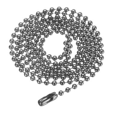 Imagem de Generic Corrente de bola de ferro 2,4 mm 70 cm de comprimento colar de contas redondas com etiqueta de cachorro com fechos de conectores para homens mulheres joias fazendo pulseiras chaveiro, arma