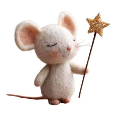 Imagem de Ｂｅｓｇａ Ratinhos de feltro feitos à mão com estrela, enfeites criativos de Natal em miniatura para ambientes internos, estatueta encantadora para quarto, Style D