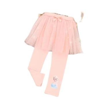 Imagem de Saia Calça Infantil Rosa Azul Frozen Anna Elsa Princesa Legging Renda 