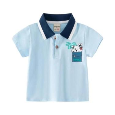 Imagem de Polo com gola para crianças de 1 a 2, 3, 4, 5, 6 e 7 anos de idade, co