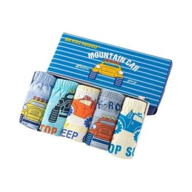 Imagem de Cuecas De Algodão Para Meninos Pacote Com 5 Padrão De Veículo Off-road