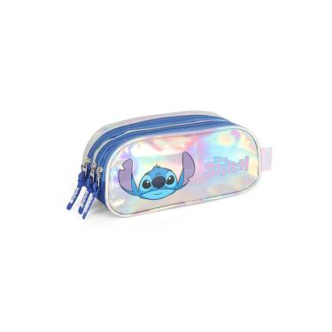 Imagem de Estojo Triplo Metalizado Stitch Holográfico Infantil Escolar