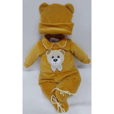 Imagem de Macacão Plush Luxo Bebê Menino Inverno Touca LessaKids B9204-Masculino