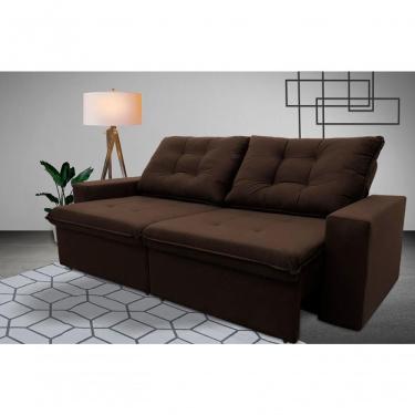 Imagem de Sofá Retrátil Reclinável Malta 2,00m Suede Velut Marrom Molas No Assento - King House